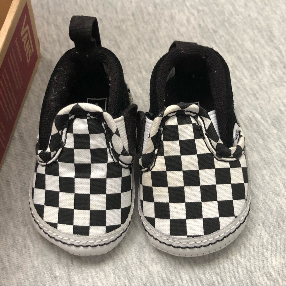 Vans Slip On V Crib Black True White Checkerboard Infant Shoes Size: 1.0